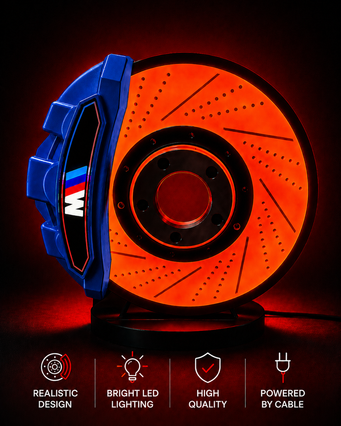 Brake Caliper Headlight Brake Disc Ambient Lighting Color-Changing Sports Car Night Light Gift